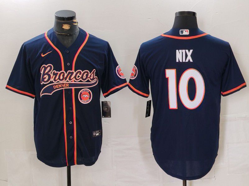 Men Denver Broncos #10 Nix Blue Joint Name 2024 Nike Limited NFL Jersey style 3